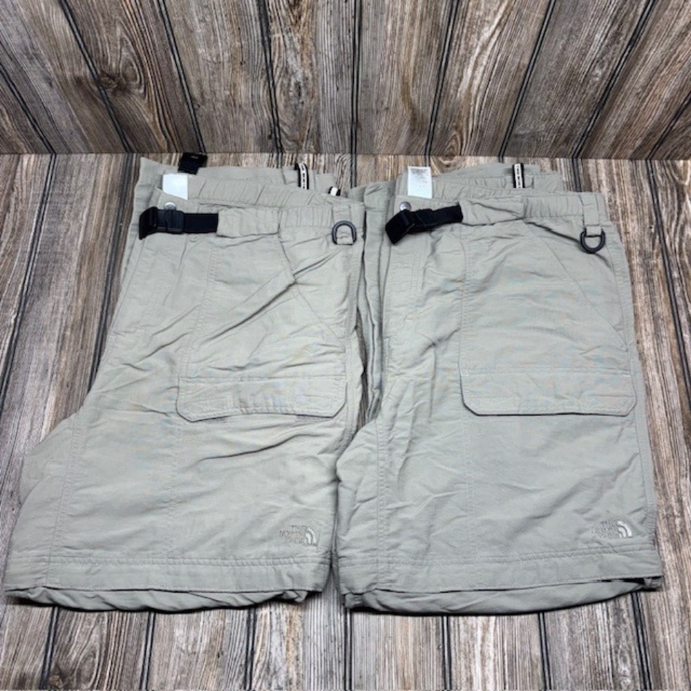 2 Pairs - The North Face Mens XL Short Convertible Cargo Hiking Pants Khaki